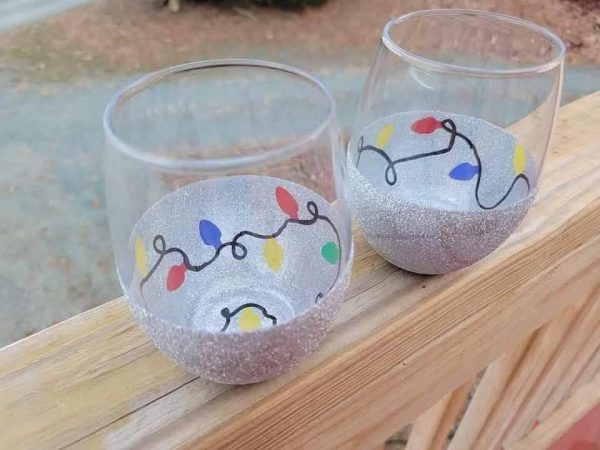 Christmas Lights Stemless Glasses