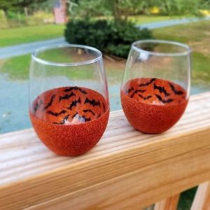 Halloween Bat Stemless Glasses